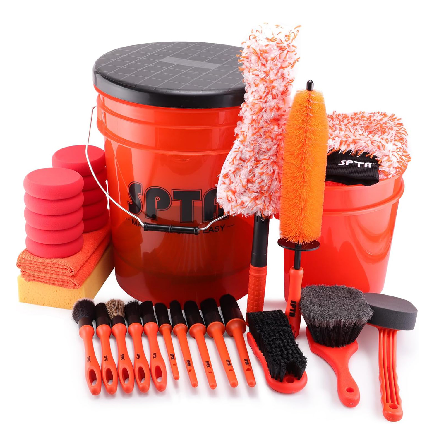 SPTA 33Pcs Car Wash 20L Bucket - Interior Detailing Kit 评论和价格