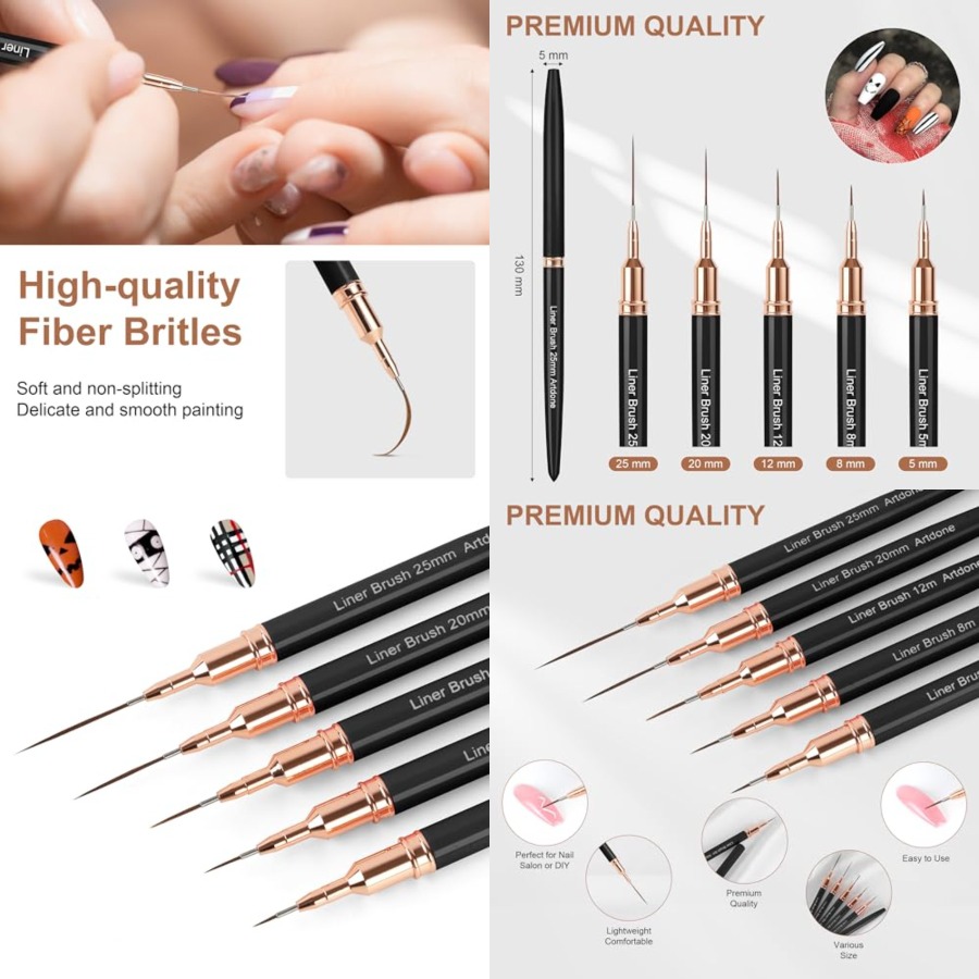 Metallic Nail Art Pens, Liner  - Detailing Brush Set 评论和价格